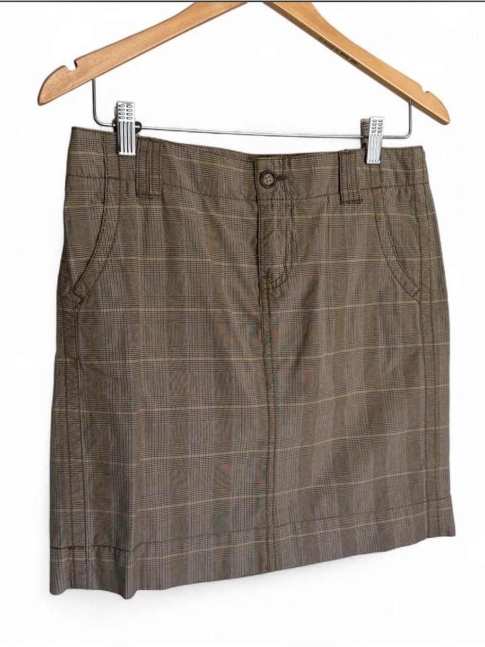 GAP Y2K Brown Tan Plaid Mini Skirt Preppy Academia Size 2